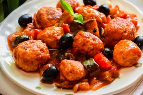 Chicken Meatballs Stewed With Eggplant, Bell Pepper and Olives step 16