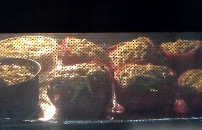 Oven Baked Stuffed Peppers with Chicken, Mushrooms and Bulgur step 12