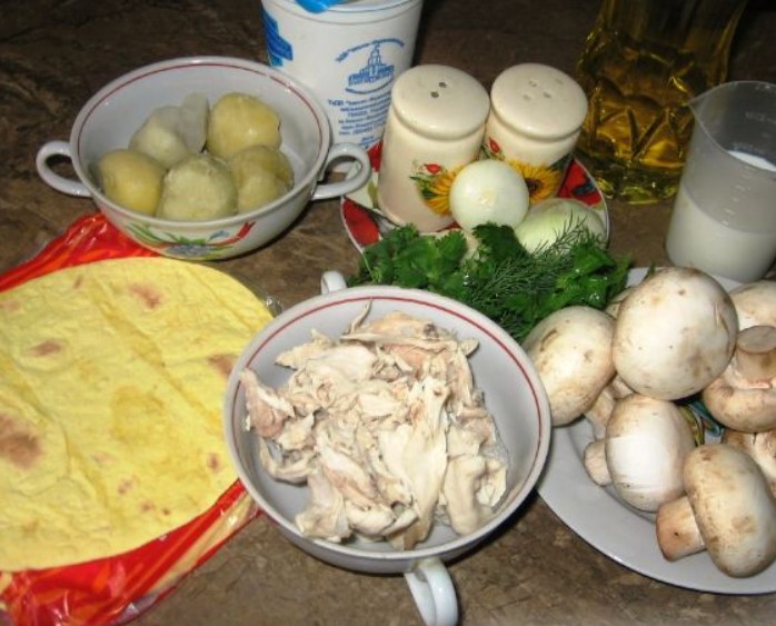 Mushroom Casserole in Pita Bread step 1