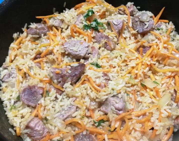 Korean Style Rice with Pork and Carrots (in a Pan) step 8