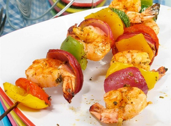 Vegetable and Shrimp Kebabs