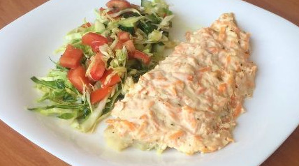 Fish Baked in Sour Cream with Carrots