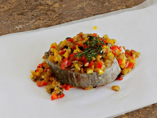 Fish with Vegetables, baked in a Parchment and Foil Envelope step 10