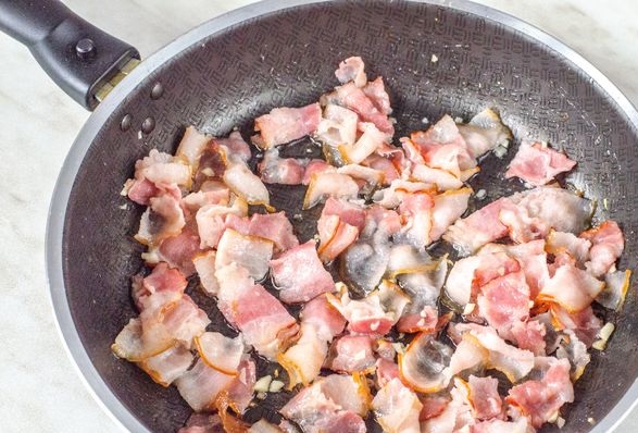Cauliflower Stewed with Bacon and Tomatoes, Topped with Cheese step 6