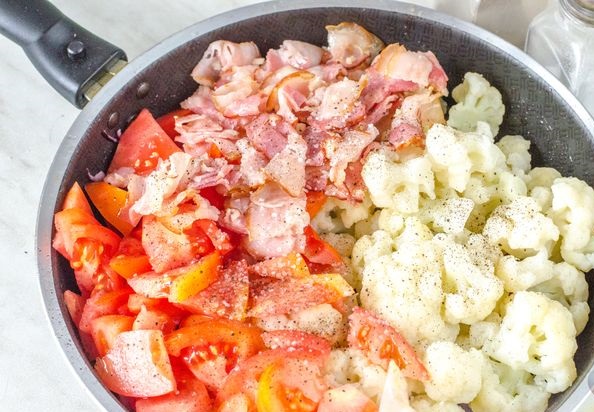 Cauliflower Stewed with Bacon and Tomatoes, Topped with Cheese step 10