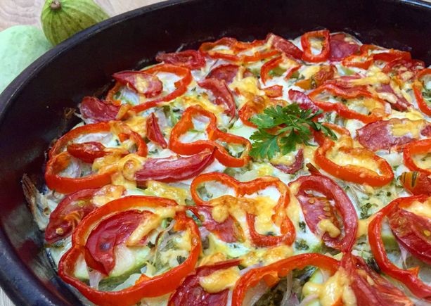 Zucchini Baked with Bell Pepper