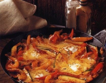 Vegetable Sauté with Ham and Eggs