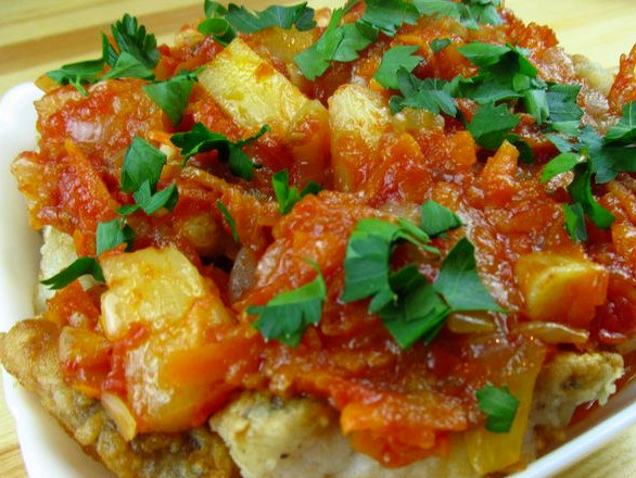 Fried Fish in Tomato Sauce with Pineapple