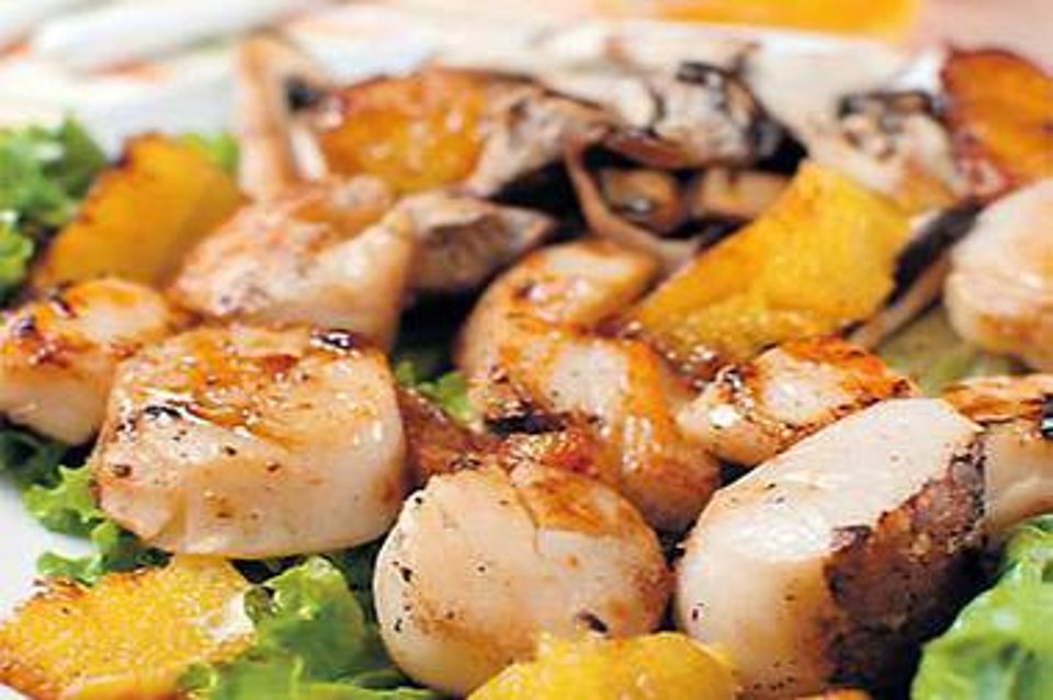 Fried Scallops with Baked Vegetables