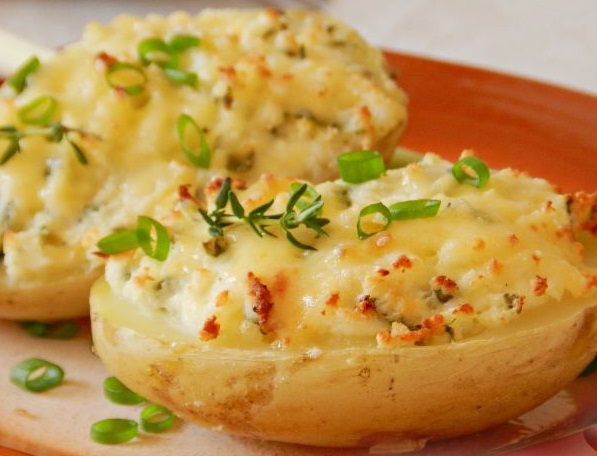 Baked Potatoes Stuffed with Feta Cheese