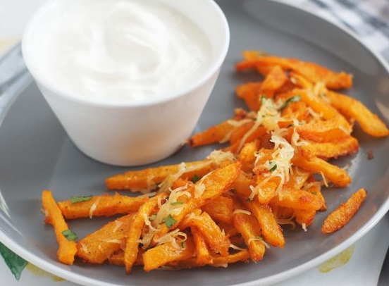 Baked Pumpkin Sticks with Cheese and Spices