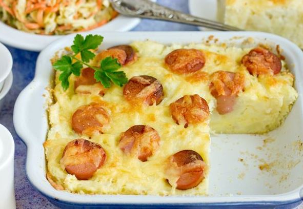 Potato Casserole with Sausages and Cheese