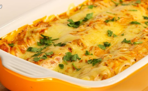 Enchilada with Ham, Cheese and Bell Pepper