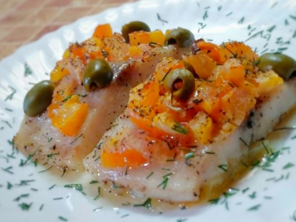 Fish Baked with Tomatoes and Olives