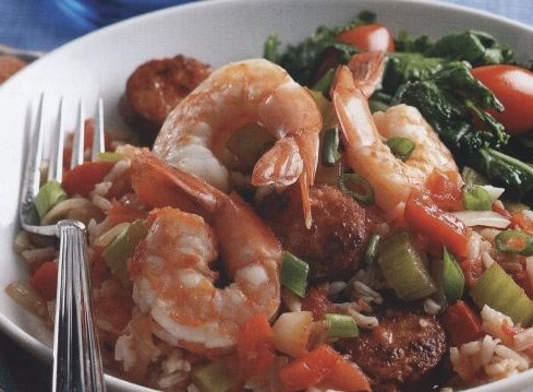 Vegetable Saute with Sausage and Shrimps