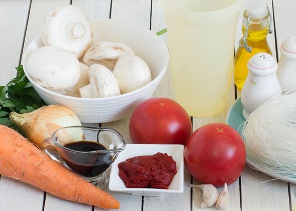 Thick Soup with Funchose and Mushrooms step 1