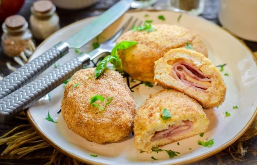 Chicken Zrazy with Ham and Cheese, in the Oven