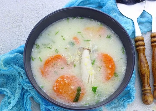 Chicken Soup with Corn Grits and Cream