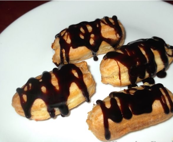 Eclairs with Chocolate Icing and Custard