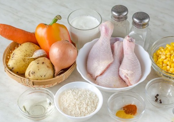 Creamy Soup with Chicken, Corn, and Rice step 1