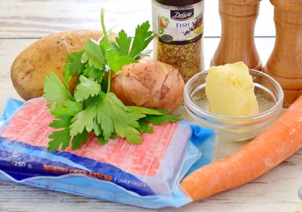 Soup with Crab Sticks step 1