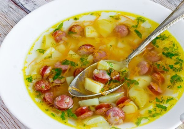 Soup with Potatoes and Hunting Sausages