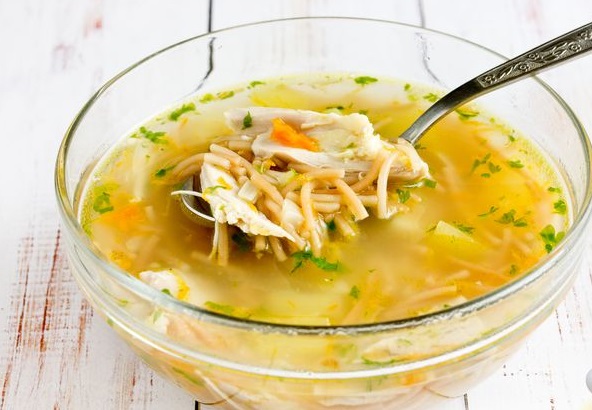 Chicken Soup with Fried Noodles