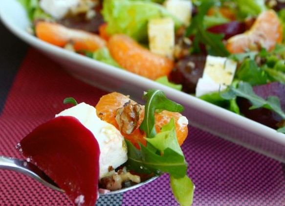 Baked Beetroot Salad with Tangerines, Feta and Walnuts step 12