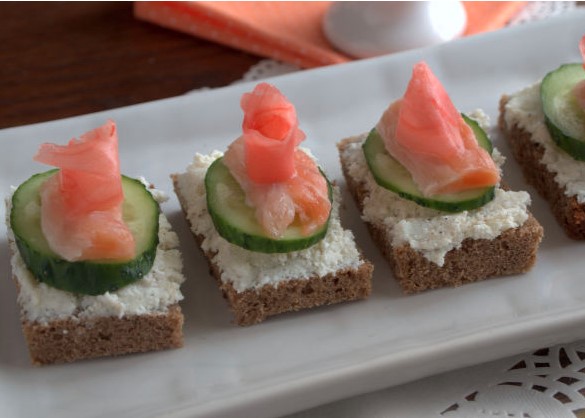 Canape with Salmon and Pickled Ginger