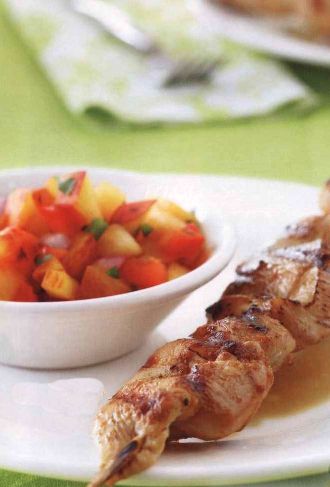 Chicken Kebab with Peach Salsa (Salad)