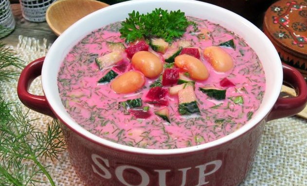 Cold Beetroot with Beans and Cucumber
