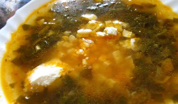 Green Borsch with Beef Broth, with Tomato Paste