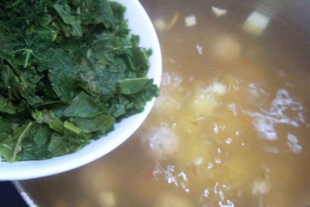 Green Borsch with Meatballs and Celery step 7
