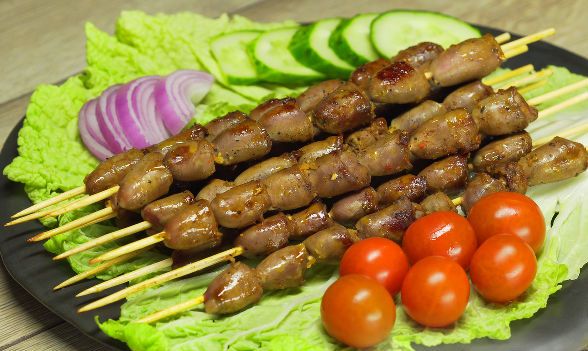 Grilled Chicken Hearts Kebab