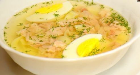 Chicken Broth with Noodles and Egg