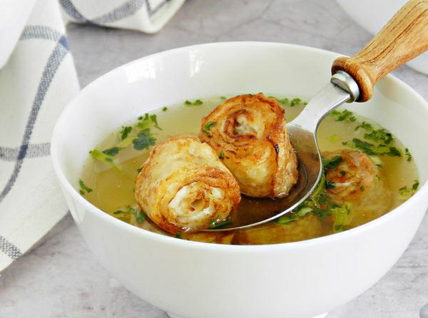 Chicken Broth with Pancakes