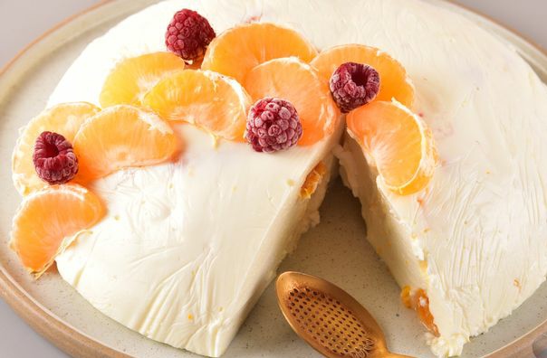 Curd Jelly with Condensed Milk and Tangerines