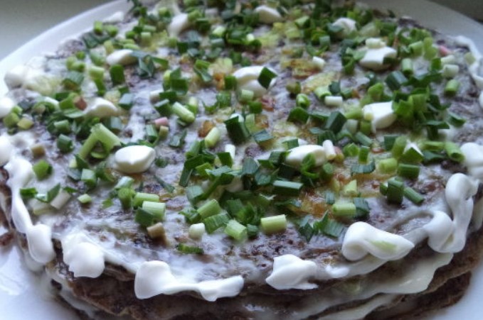 Liver Cake with Processed Cheese