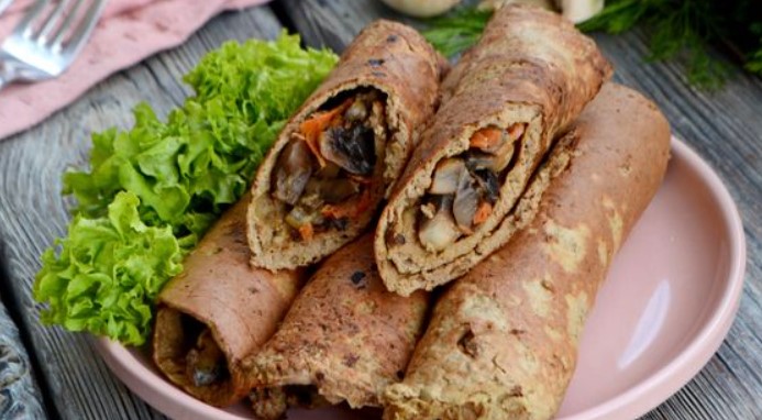 Liver Pancakes with Mushroom Filling