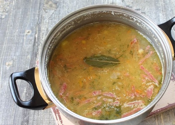 Pea Soup with Smoked Sausage step 12