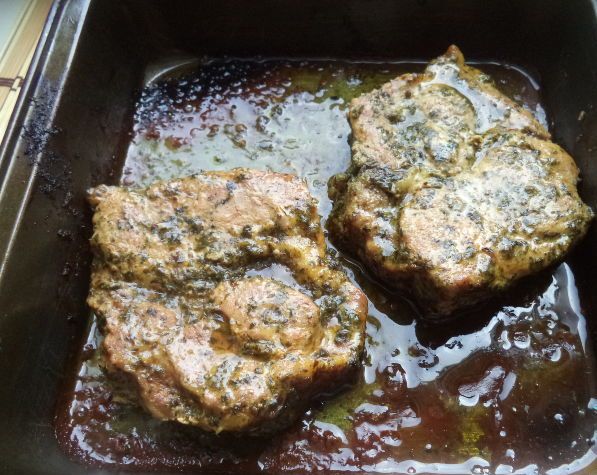 Pork Baked in Basil Marinade