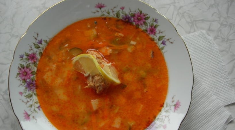 Rassolnik with Canned Salmon