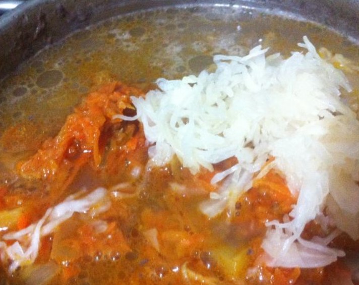 Rassolnik with Sauerkraut and Beans step 9