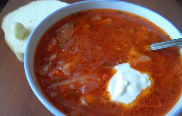 Red Borscht with Chicken and Beans