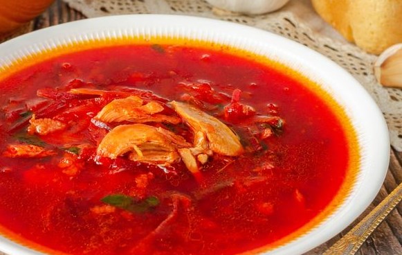 Red Borsch with Chicken Celery and Garlic