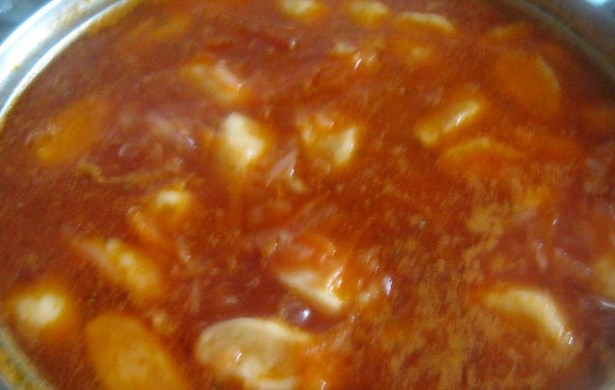 Red Borsch with Dumplings and Beans step 8