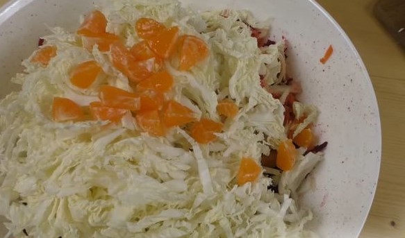 Raw Beetroot, Carrot and Cabbage Salad with Tangerines step 5