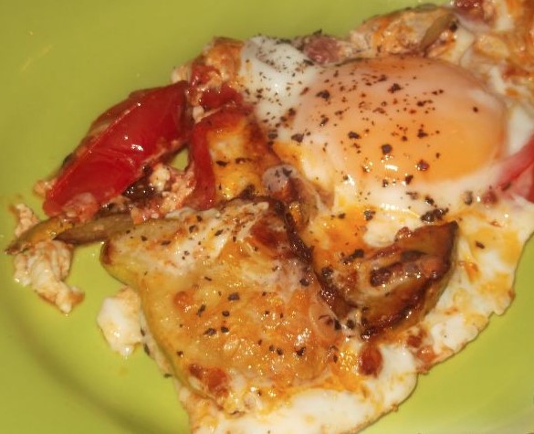 Scrambled Eggs with Squash and Tomatoes
