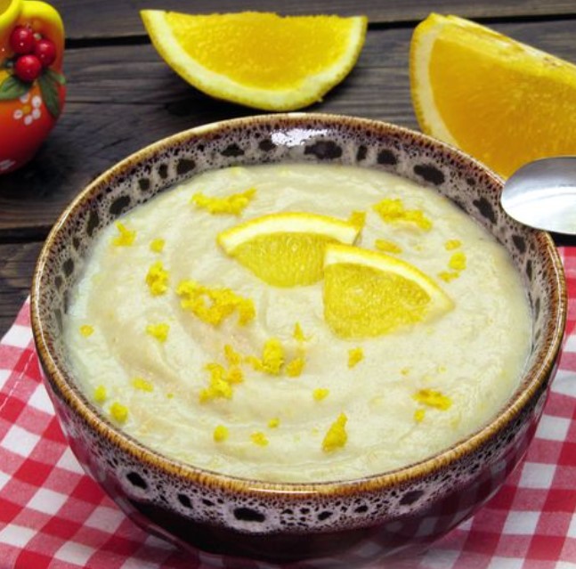 Milk “Soup” with Bananas and Orange Zest