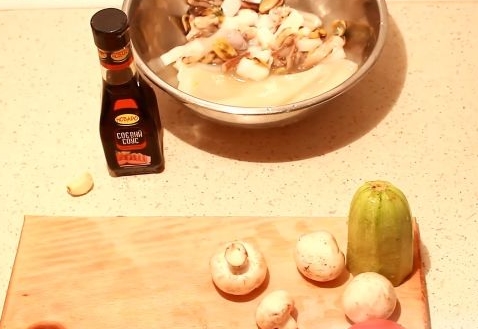 Saute of Vegetables with Seafood step 1